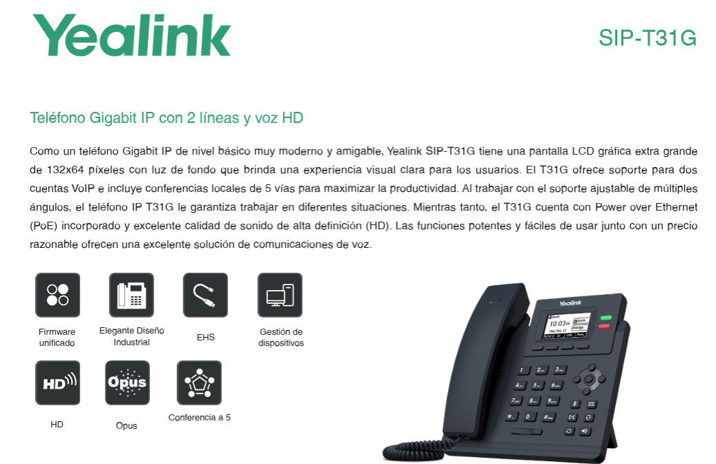 Manuales de dispositivos. yealink sip t31